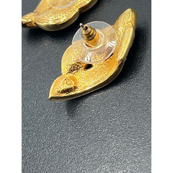 Swarovski SAL Gold Tone Leaf Pave
Rhinestone Marquise Multicolor
Post Earrings - Picture 6 of 7